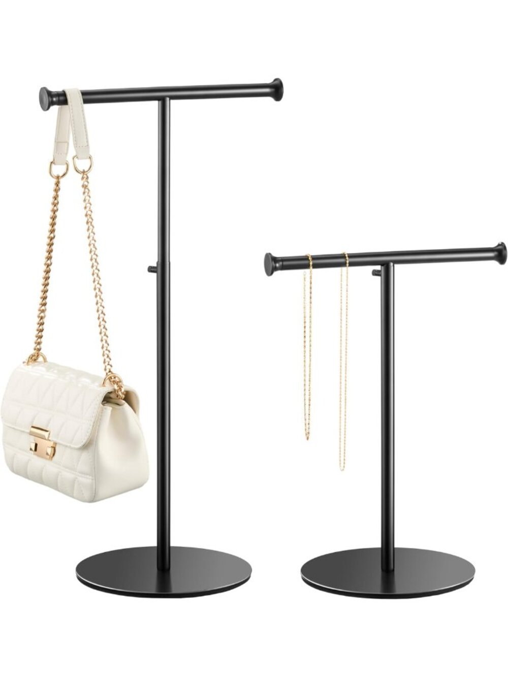 2 Pack Adjustable T Bar Purse Display Stand 15"-24" - Tabletop Organizer